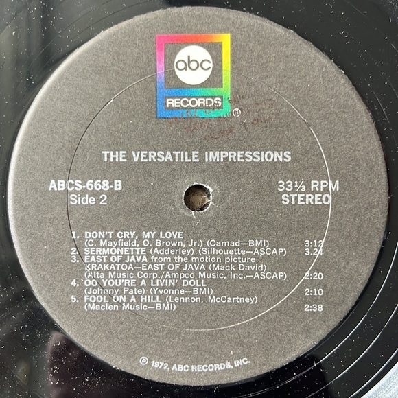 The Impressions - “The Versatile Impressions” Vinyl LP / Curtis Mayfield - Picture 5 of 5
